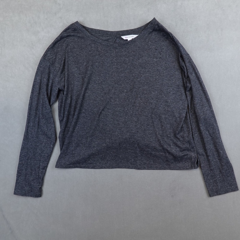 Athleta Twist Back Long Sleeve Shirt Womens Medium Gray Long Sleeve